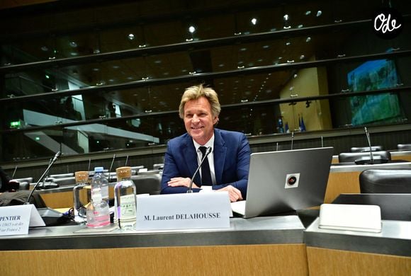 Audition de Laurent Delahousse, journaliste et présentateur de télévision, par la commission d'enquète "Audiovisuel public" à l'Assemblée Nationale à Paris, France, le 2 février 2026. © Christian Liewig/Bestimage