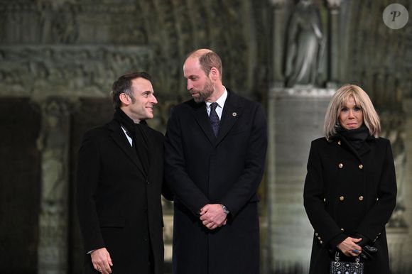 Emmanuel Macron, président de la République Française et le prince William, prince de Galles - Arrivées à la cérémonie de réouverture de la cathédrale Notre-Dame de Paris, le 7 décembre 2024. Joyau de l’art gothique, lieu de culte et de culture, symbole universel de la France et de son histoire, la cathédrale de Notre-Dame de Paris rouvre ses portes les 7 et 8 décembre, cinq ans après le terrible incendie qui l’avait ravagée le 15 avril 2019. © Bestimage © Eliot Blondet/Pool/Bestimage