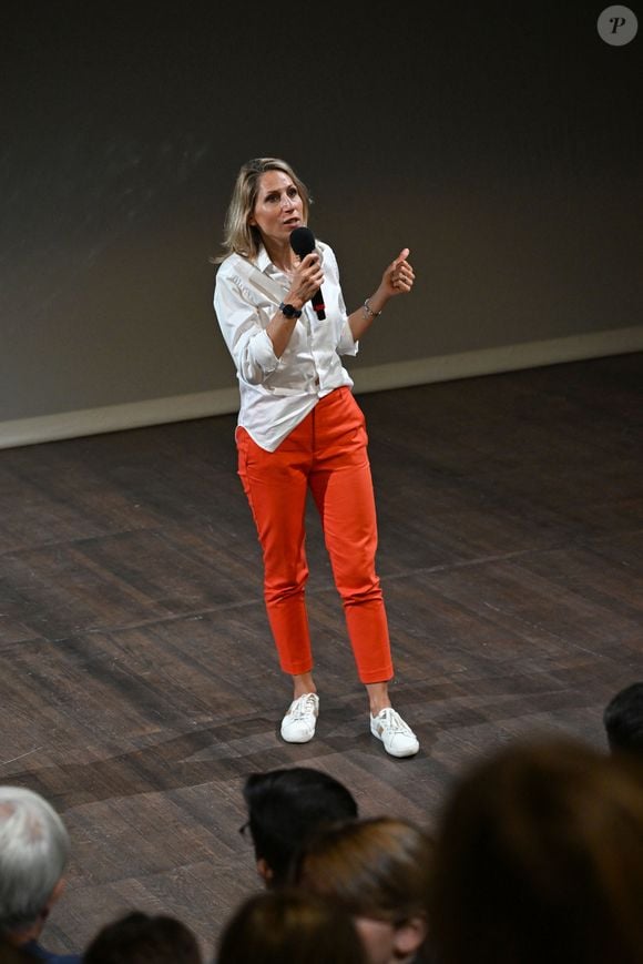 Exclusif - Maud Fontenoy , navigatrice, réalisatrice et militante écologiste, a présenté son film documentaire “Bleu : un océan de solutions”, organisé à l'occasion de l'Année de la Mer et de la 3ème conférence des Nations Unies sur l'Océan à Nice, en compagnie de Surangel Whipps, Jr. le président de la République des Palaos, au Théâtre national de Nice devant plus de 400 collégiens, le 6 juin 2025. © Bruno Bebert / Bestimage