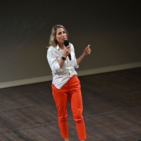 Exclusif - Maud Fontenoy , navigatrice, réalisatrice et militante écologiste, a présenté son film documentaire “Bleu : un océan de solutions”, organisé à l'occasion de l'Année de la Mer et de la 3ème conférence des Nations Unies sur l'Océan à Nice, en compagnie de Surangel Whipps, Jr. le président de la République des Palaos, au Théâtre national de Nice devant plus de 400 collégiens, le 6 juin 2025. © Bruno Bebert / Bestimage