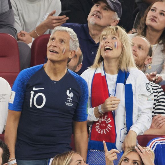 Nagui et sa femme Mélanie Page - Célébrités dans les tribunes du match du groupe D de l'Euro 2024 entre l'équipe de France face à l'Autriche (1-0) à Dusseldorf en Allemagne le 17 juin 2024. © Cyril Moreau/Bestimage