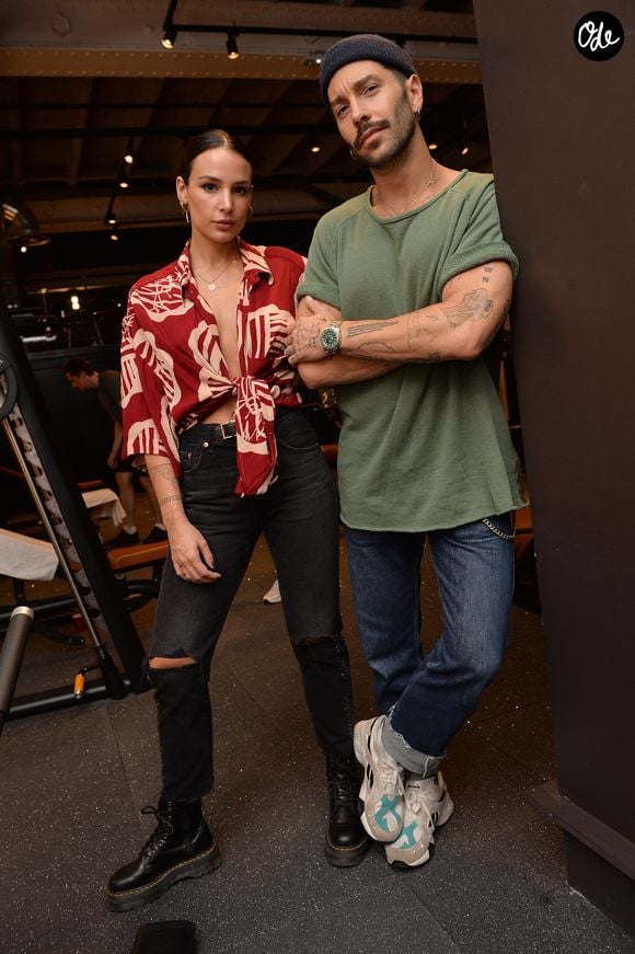 Jade Leboeuf (fille de Frank Leboeuf) et son compagnon Stéphane Rodrigues - People lors de la soirée "Grand Opening" de la salle de sport L'Usine à Paris. Le 14 octobre 2019
© Veeren / Bestimage