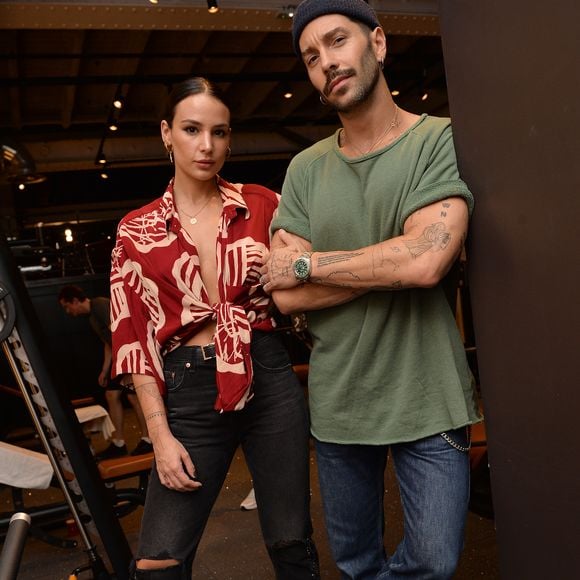 Jade Leboeuf (fille de Frank Leboeuf) et son compagnon Stéphane Rodrigues - People lors de la soirée "Grand Opening" de la salle de sport L'Usine à Paris. Le 14 octobre 2019
© Veeren / Bestimage