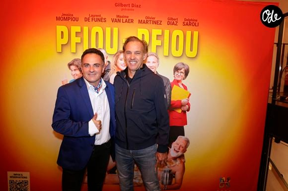 Paul Belmondo et Laurent Amar lors de la générale presse de la pièce "Pfiou Pfiou" à la scène Parisienne à Paris le 5 mars 2026.

© Cédric Perrin/Bestimage