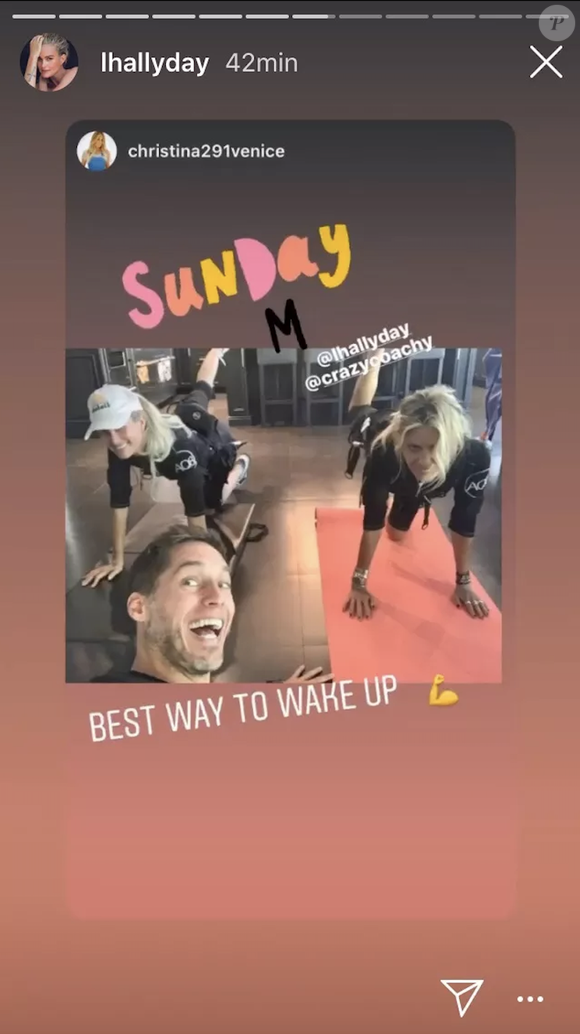 Laeticia Hallyday en pleine séance d'électrostimulation à Los Angeles