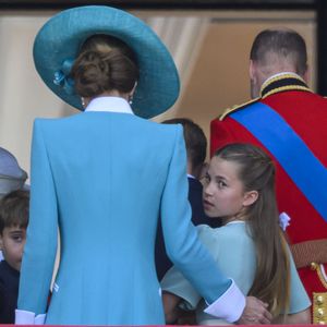 Catherine (Kate) Middleton, princesse de Galles, La princesse Charlotte de Galles, - Les membres de la famille royale britannique au balcon de Buckingham Palace lors de la cérémonie Trooping the Colour à Londres, le 14 juin 2025. Affecté par le crash du Boeing 787 Dreamliner à Ahmedabad du 12 juin, le souverain et les officiels porteront un brassard noir en hommage aux plus de 270 victimes. Bon nombre d'elles étaient des ressortissants britanniques.