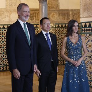 Difficile de passer à côté du roi Juan Carlos Ier, donc !

La reine Letizia et le roi Felipe VI d'Espagne organisent un dîner d'État en l'honneur des chefs d'État en visite au Real Alcazar, le 29 juin 2025.

Photo : Lalo Yasky / Bestimage
