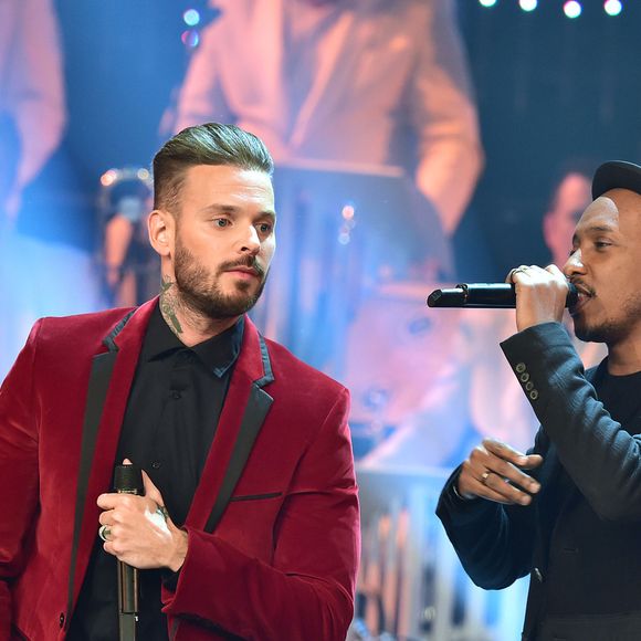 Exclusif - M. Pokora (Matt Pokora) et Soprano - Enregistrement de l'émission "Les Années Bonheur" à La Plaine Saint-Denis le 24 mars 2015. Diffusion le 2 mai 2015.