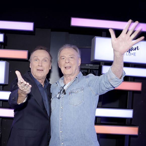 Exclusif - Julien Lepers et Herbert Léonard lors de l'enregistrement de l'émission "Chez Jordan de Luxe" à Paris. Le 8 octobre 2024
© Cédric Perrin / Bestimage