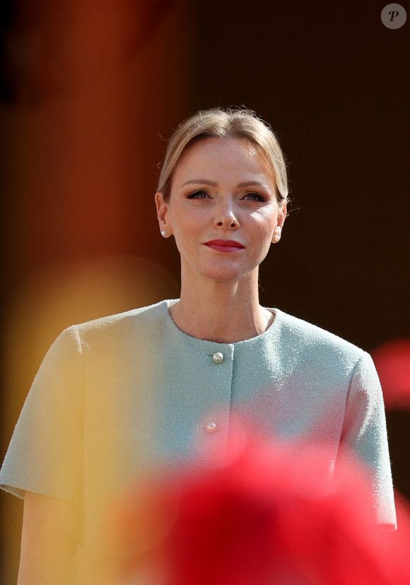 La princesse Charlène de Monaco lors de l'accueil du couple présidentiel français par le couple princier de Monaco au palais princier le 7 juin 2025

© Dominique Jacovides / Bestimage