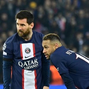 Lionel Messi ( 30 - PSG ) - Neymar Jr ( 10 - PSG ) - - Match de 8ème de finale aller de la Ligue Des Champions 2023 (LDC) "PSG - Bayern Munich (0-1)" au Parc Des Princes, le 14 février 2023.