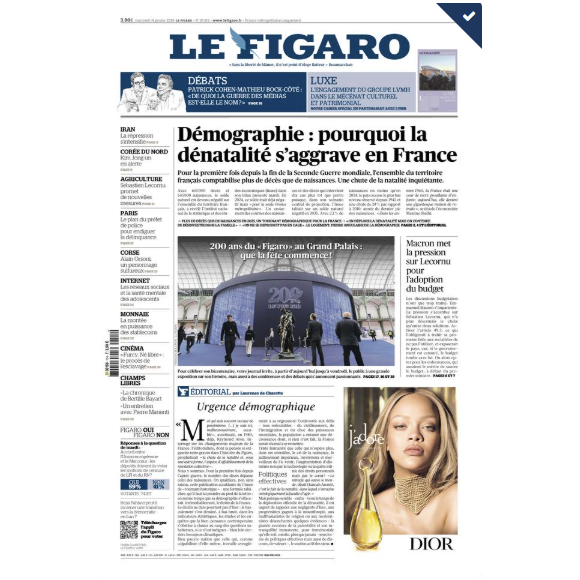 Couverture du "Figaro" le 14 janvier 2026.