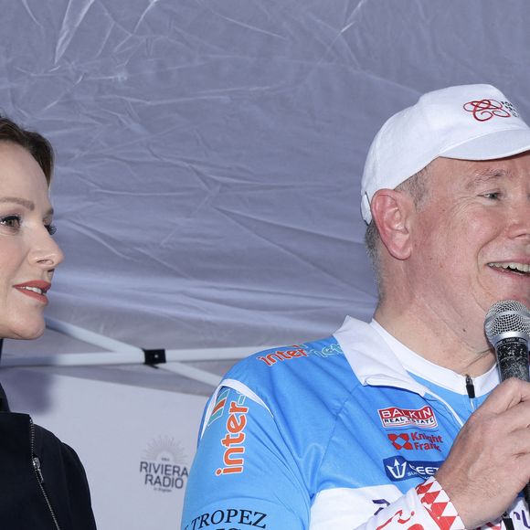 La princesse Charlène de Monaco et le prince Albert II de Monaco - Le prince Albert II de Monaco participe à une randonnée à vélo de Saint-Tropez à la Principauté de Monaco en 4 heures et 15 minutes, au profit de la Fondation de la Princesse Charlène de Monaco le 27 avril 2025. © Claudia Albuquerque/Bestimage