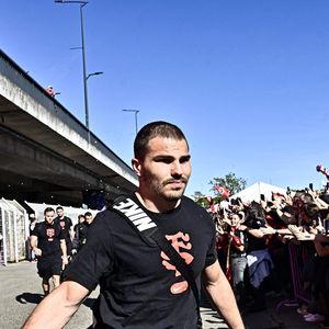 Antoine Dupont (st) lors du match de rugby du 8ème de finale de la Coupe des champions Investec opposant le Stade Toulousains à Bristol (59-26) à Toulouse, France, le 4 avril 2026. © Thierry Breton/Psnewz/Bestimage