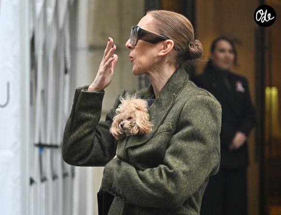 Céline Dion quitte l'hôtel "Royal Monceau" avec ses fils Nelson et Eddy et son chien après sa série de concerts à Paris le 19 octobre 2026. 

© Christian Liewig / Bestimage