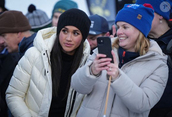 Meghan, la duchesse de Sussex, regarde la compétition de skeleton pendant les Jeux Invictus 2025, à Whistler, en Colombie-Britannique, le lundi 10 février 2025. Dyck Darryl/CP/ABACA