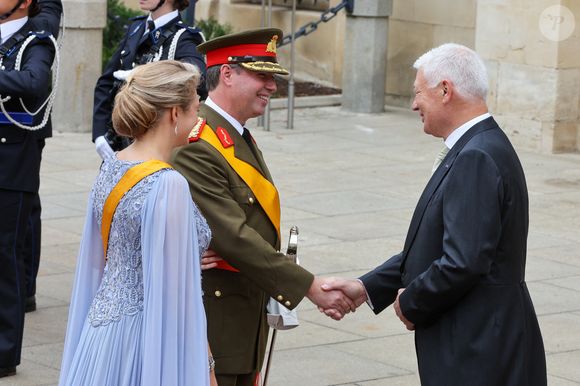 Le Grand-Duc Guillaume et la Grande-Duchesse Stéphanie - Cérémonie d'abdication du grand-duc H.de Luxembourg au palais grand-ducal de Luxembourg, le 3 octobre 2025. 
© Roland Miny / Bestimage