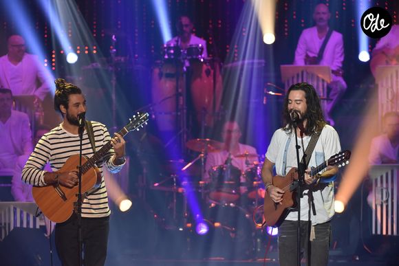 Exclusif - Les Fréro Delavega enregistrent leur dernier duo télévisé lors de l'émission "Les Années Bonheur" avant qu'ils ne se séparent, Saint-Denis le 7 mars 2017. © Giancarlo Gorassini/Bestimage