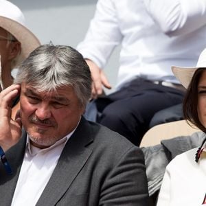 David Douillet et sa femme Vanessa Carrara - Les célébrités dans les tribunes des Internationaux de France de Tennis de Roland Garros 2019 à Paris, France, le 29 mai 2019. © Jacovides-Moreau/Bestimage