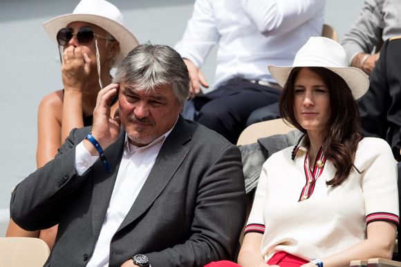 David Douillet et sa femme Vanessa Carrara - Les célébrités dans les tribunes des Internationaux de France de Tennis de Roland Garros 2019 à Paris, France, le 29 mai 2019. © Jacovides-Moreau/Bestimage