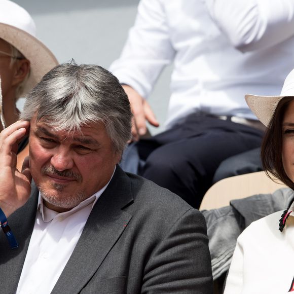 David Douillet et sa femme Vanessa Carrara - Les célébrités dans les tribunes des Internationaux de France de Tennis de Roland Garros 2019 à Paris, France, le 29 mai 2019. © Jacovides-Moreau/Bestimage