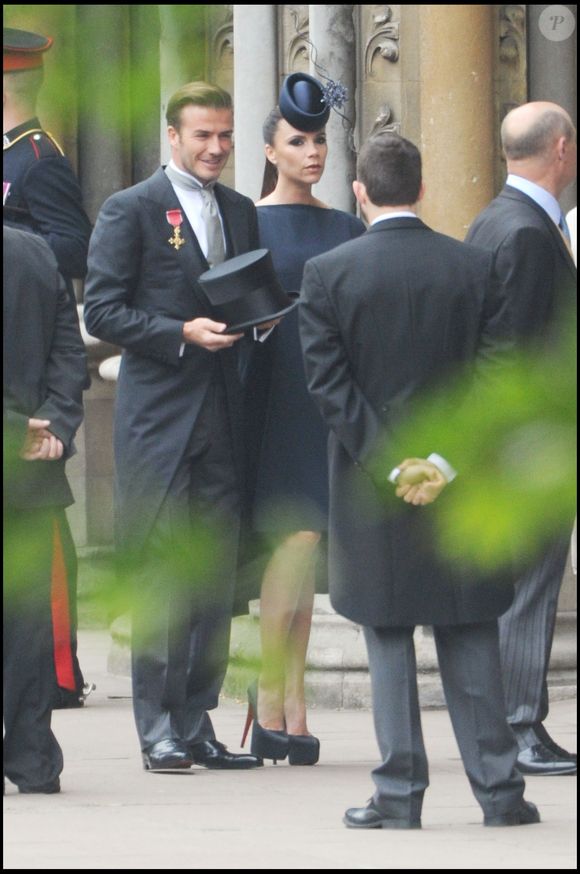 David et Victoria Beckham - Arrivée des personnalités au mariage du prince William avec Kate Middleton à l'abbaye de Westminster le 29 avril 2011 
 SGP / BESTIMAGE