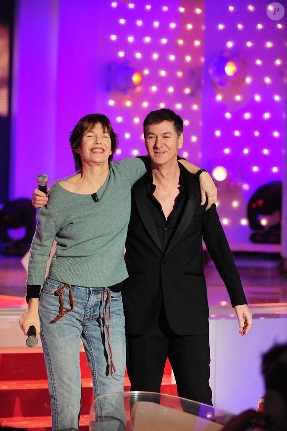 Jane Birkin et Etienne Daho lors de l'enregistrement de "Vivement Dimanche" le 5 janvier 2019 à Paris, France. Photo Max Colin/ABACAPRESS.COM