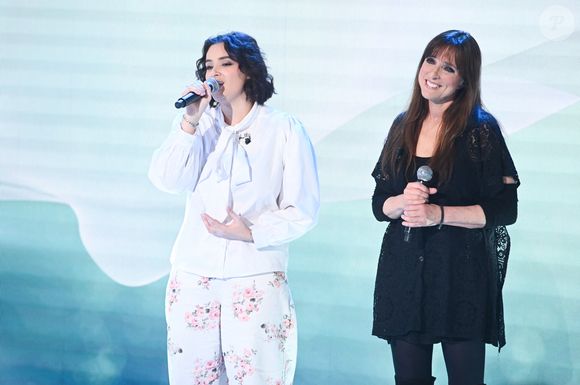 Exclusif - Camille Dubois (fille de Vincent Dubois), Lynda Lemay et Jean-Felix Lalannelors de l'enregistrement de l'émission Vivement dimanche au studio Rive gauche, présentée par M.Drucker, diffusée sur France 3 le 10 mai 2026, à Paris, France, le 14 avril 2026. © Guillaume Gaffiot/Bestimage