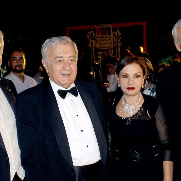 Le Caire-Égypte, 7/10/2003. Ouverture du 27ème festival du film du Caire. Le président du jury est Jean-Claude Brialy, la France étant à l'honneur cette année au festival. Brialy, Mustafa Al Akkad (réalisateur et producteur arabo-américain) avec El-Shoubashy. © Ammar Abd Rabbo/ABACA.