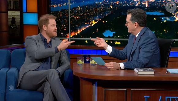 Le prince Harry donne une interview sur le plateau de Stephen Colbert à propos de la vie après la mort. Photo par JLPPA / Bestimage