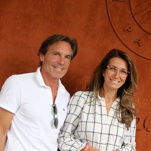 Nicolas Vix et sa compagne Anne-Claire Coudray au village (jour 13) lors des Internationaux de France de Tennis de Roland Garros 2022 à Paris, France, le 3 juin 2022. © Dominique Jacovides/Bestimage