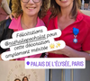 Elle arborait une sublime robe rouge portefeuille, élégante et cintrée, sur laquelle était fièrement épinglée sa nouvelle médaille au fameux ruban bleu. 

Nathalie Péchalat décorée à l'Elysée