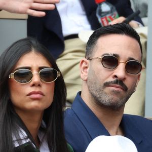 Adil Rami, Louana Franco en tribune lors des Internationaux de France 2025 à Roland Garros le 01 juin 2025 à Paris, France. Photo by Nasser Berzane/ABACAPRESS.COM