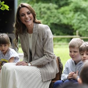 Catherine (Kate) Middleton, princesse de Galles, visite l'école maternelle Salvador Allende à Reggio Emilia (Italie), lors de son voyage consacré à la petite enfance, le 14 mai 2026.
© GOFF / Bestimage