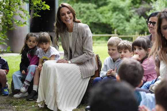 Catherine (Kate) Middleton, princesse de Galles, visite l'école maternelle Salvador Allende à Reggio Emilia (Italie), lors de son voyage consacré à la petite enfance, le 14 mai 2026.
© GOFF / Bestimage