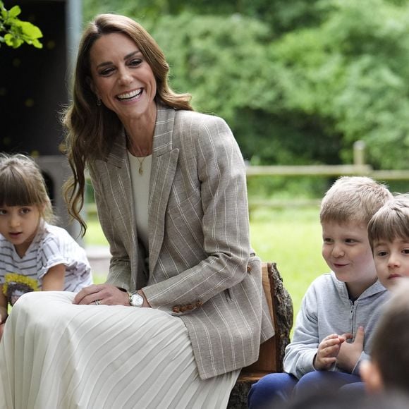Catherine (Kate) Middleton, princesse de Galles, visite l'école maternelle Salvador Allende à Reggio Emilia (Italie), lors de son voyage consacré à la petite enfance, le 14 mai 2026.
© GOFF / Bestimage