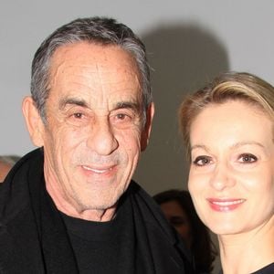 Exclusif - Thierry Ardisson et sa femme Audrey Crespo-Mara - Soirée de lancement du livre de Florence Belkacem (Coccinelle) à la galerie Kamel Mennour à Paris le 12 mars 2020. © Philippe Baldini/Bestimage