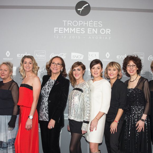 Léa Salamé, Nash, Agnès b, Aude Lemordant, Françoise Holder, Victoria Bedos, Delphine Remy-Boutang, Bérengère Krief, Anne-Virginie Salsac, Dominique Loiseau, Farah Atassi et Cécile Galoselva lors des Trophées des Femmes en Or 2015 à Avoriaz, le 12 décembre 2015. © Mat Beaudet et Fabrice Aygalenq via Bestimage