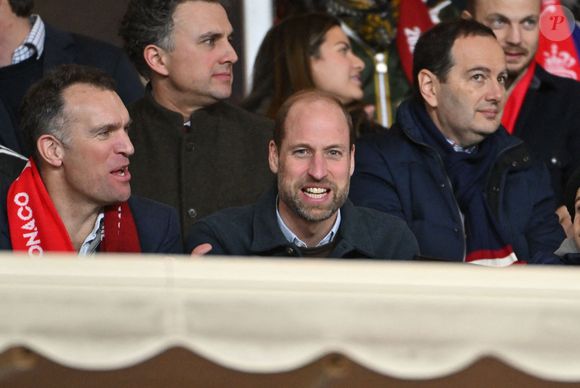 Le prince William, prince de Galles assiste en tribune à la 7ème journée de Ligue des Champions 2024/2025 opposant l'AS Monaco à Aston Villa au stade Louis II de Monaco, le 21 janvier 2025. © Bruno Bebert/Bestimage