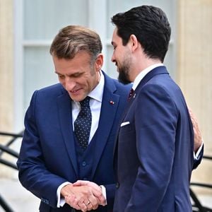 Le président français Emmanuel Macron et Brigitte Macron reçoivent son Altesse Royale le prince héritier du royaume de Jordanie, Hussein ben Abdallah, et sa femme, Son Altesse Royale la princesse Rajwa Al Hussein à l'Elysée, le 8 octobre 2025. Le futur couple royal de Jordanie effectue sa première visite officielle en France, dans le cadre d'une tournée européenne.
© Christian Liewig / Bestimage