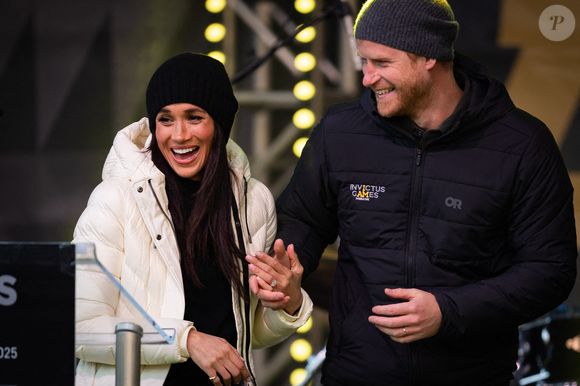 Le duc et la duchesse de Sussex à la célébration de bienvenue à Whistler lors des Jeux Invictus 2025 à Whistler, Canada. Lundi 10 février 2025. Chown Aaron/PA Photos/ABACA