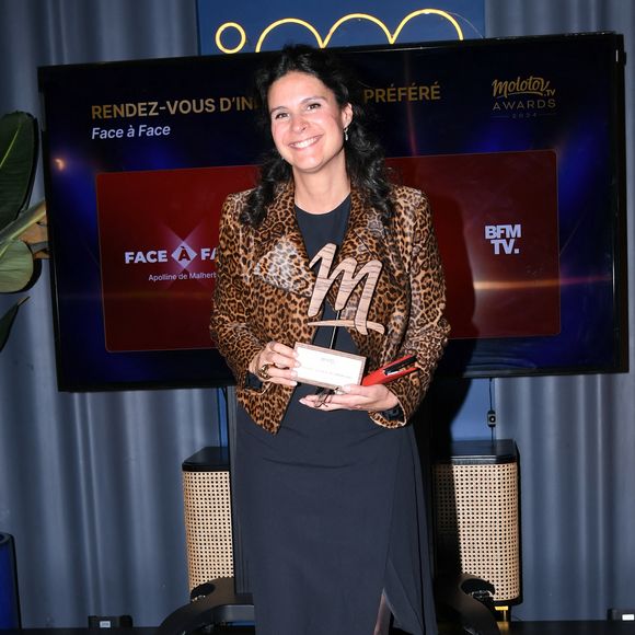 Exclusif - Apolline de Malherbe, rendez-vous d'information préféré pour "Face à face" lors de la soirée de remise de prix Molotov TV Awards 2024, première édition, pour récompenser les programmes télés préférés.
Paris, le 1er octobre 2024.

© Rachid Bellak / Bestimage