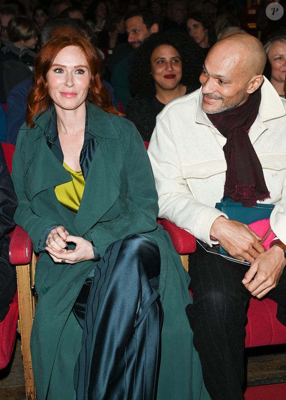 Audrey Fleurot et son compagnon Djibril Glissant - Inauguration de la statue de cire de "Audrey Fleurot" au musée Grévin à Paris le 16 mars 2023. © Coadic Guirec/Bestimage