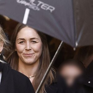 Anne-Line Bjerkan (femme de Nicolas-Jacques Charrier), Anna Charrier (fille de Nicolas-Jacques Charrier), Théa Charrier (fille de Nicolas-Jacques Charrier, petite fille de Brigitte Bardot) - Sorties des obsèques de Brigitte Bardot en l'église Paroissiale Notre-Dame-de-l'Assomption de Saint-Tropez, France, le 7 janvier 2026.  © Jacovides-Moreau/Bestimage