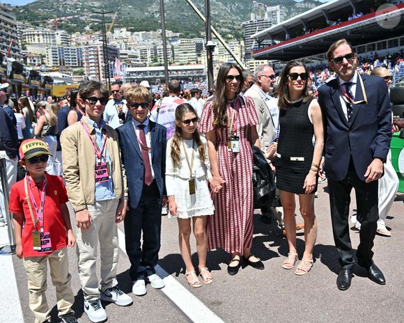 Charlotte Casiraghi, Andrea Casiraghi, Tatiana Santodomingo avec India Casiraghi, Sacha Casiraghi, Raphael Elmaleh et Maximilian Casiraghi avant le Grand Prix de F1 de Monaco au Circuit de Monaco le 25 mai 2025 à Monte-Carlo, Monaco. Photo by IPA/ABACAPRESS.COM