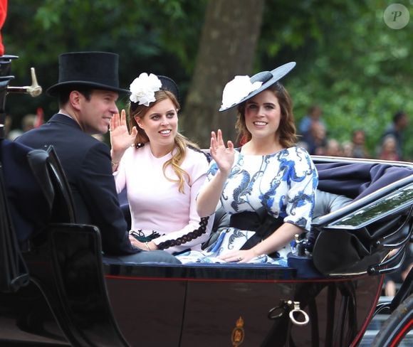 La princesse Beatrice d'York, la princesse Eugenie d'York et son mari Jack Brooksbank - La parade Trooping the Colour 2019, célébrant le 93ème anniversaire de la reine Elisabeth II, au palais de Buckingham, Londres, le 8 juin 2019. Backgrid UK/ Bestimage