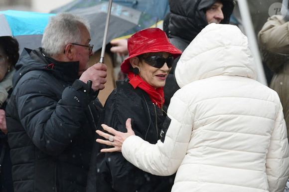 Exclusif - Isabelle Morini-Bosc aux obsèques de son mari Alain en l'église Saint-Pierre dans la commune d'Abrets en Dauphiné, France, le 14 mars 2025. © Romain Doucelin/Bestimage