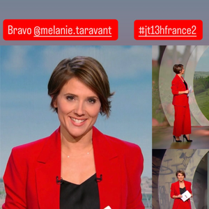 Mélanie Taravant présente le journal télévisé de 13 heures sur France 2.