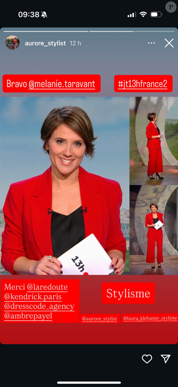 Mélanie Taravant présente le journal télévisé de 13 heures sur France 2.