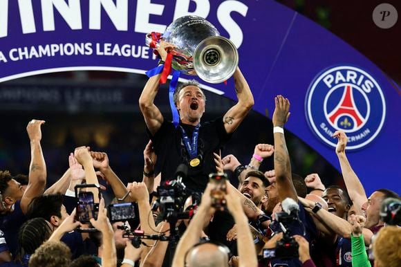 Luis Enrique Martinez fête la victoire du PSG en finale de la Ligue des champions à la Munich Football Arena le 31 mai 2025. Photo : Inside/Psnewz/Bestimage